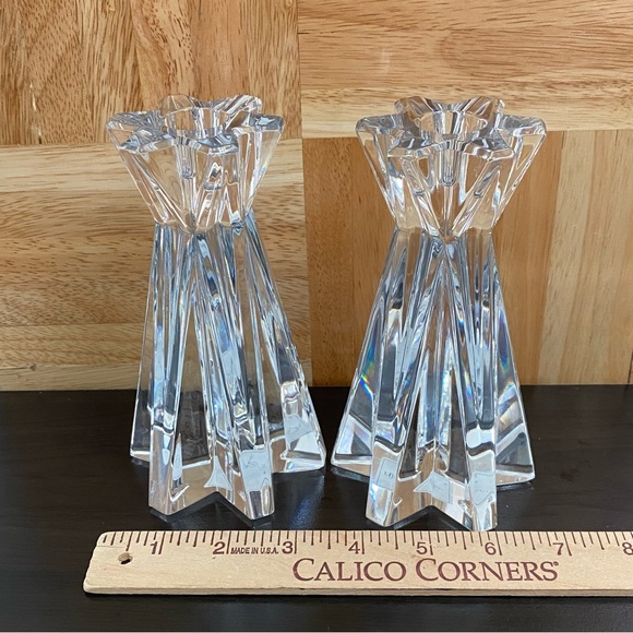 Pair of LENOX Ovations Lighting Starfire 6” Crystal Glass Candle Stick Holders - Picture 6 of 16